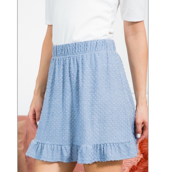 Miss U waistband Swiss dot ruffle skirt in country blue - Picture 5 of 11